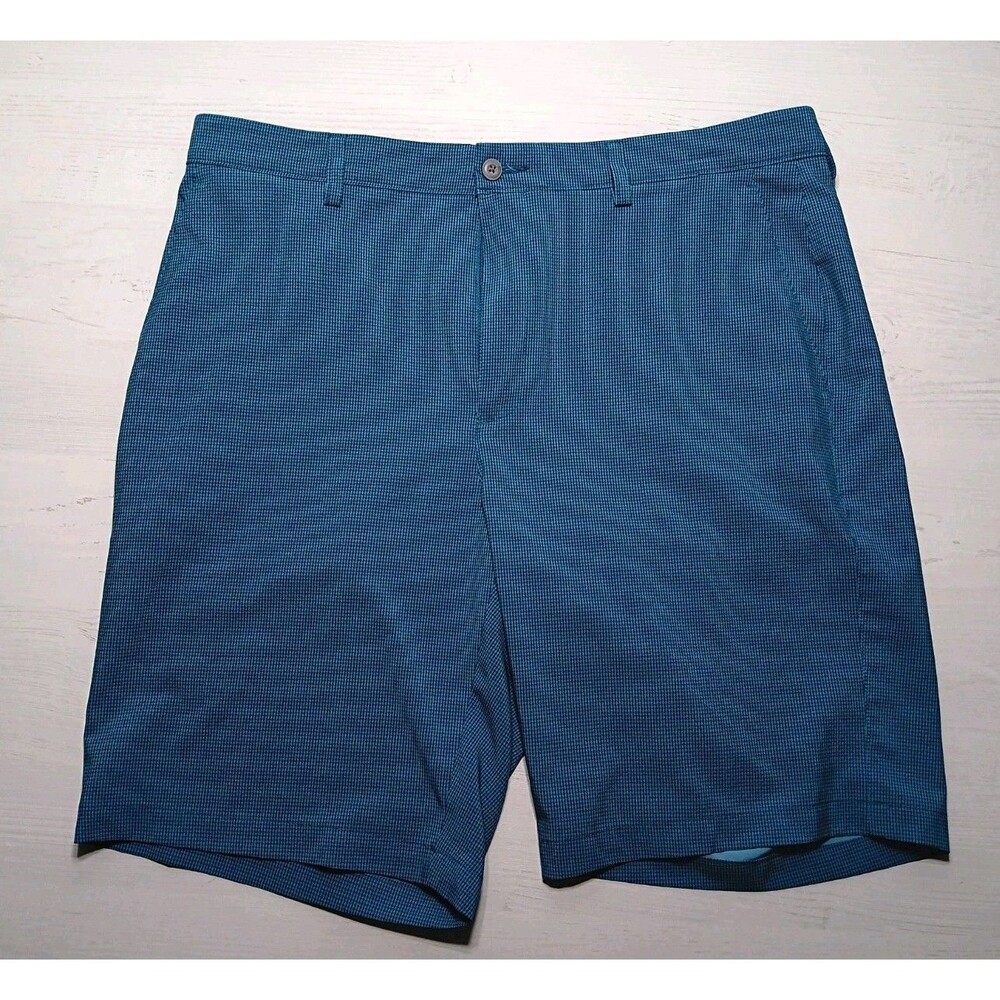 PGA Tour Mens Teal Checkered Golf Shorts Size 36 Summer Pockets Light